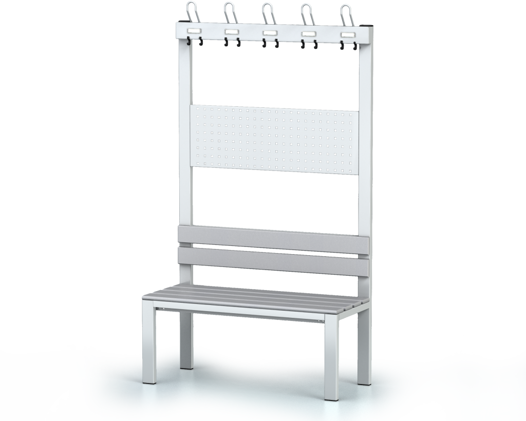 Benches with backrest and racks, PVC sticks -  basic version 1800 x 1000 x 430